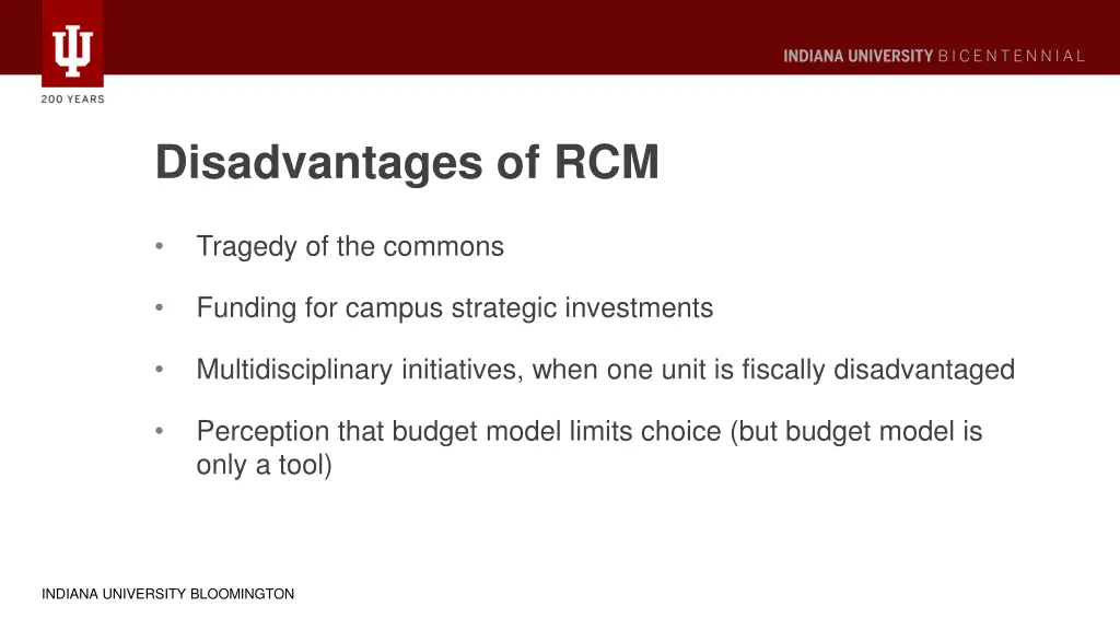 disadvantages of rcm