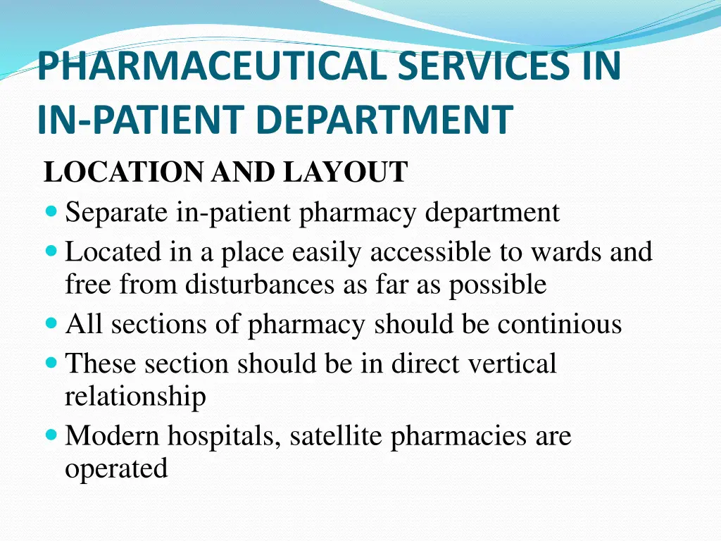 pharmaceutical services in in patient department