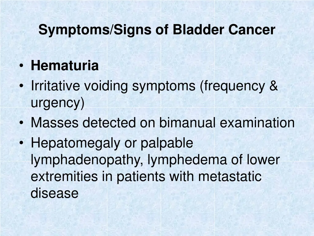 symptoms signs of bladder cancer