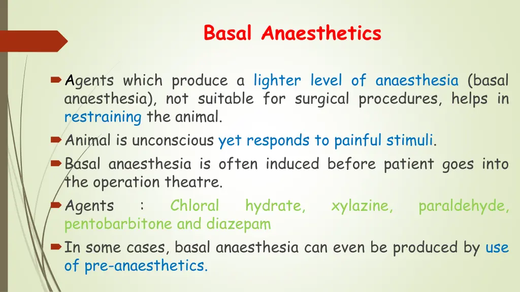 basal anaesthetics