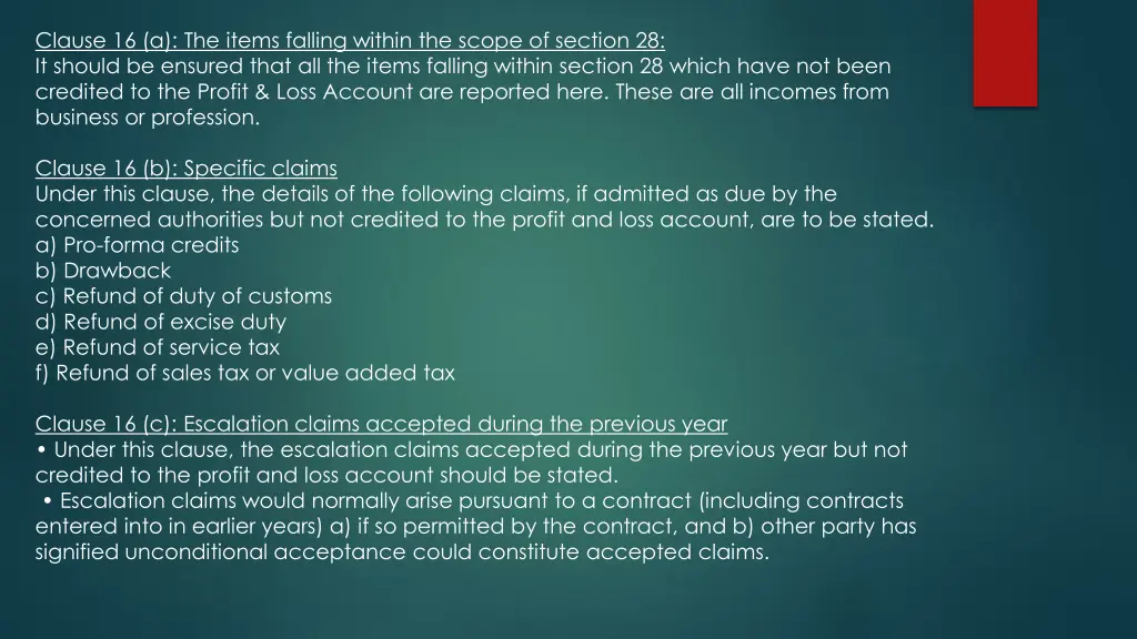 clause 16 a the items falling within the scope