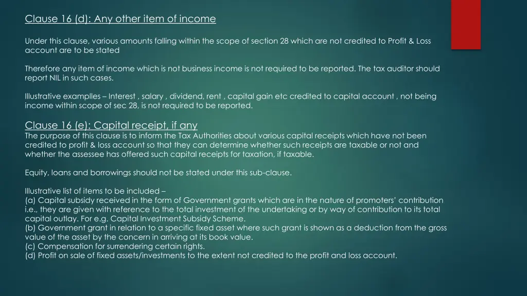 clause 16 d any other item of income