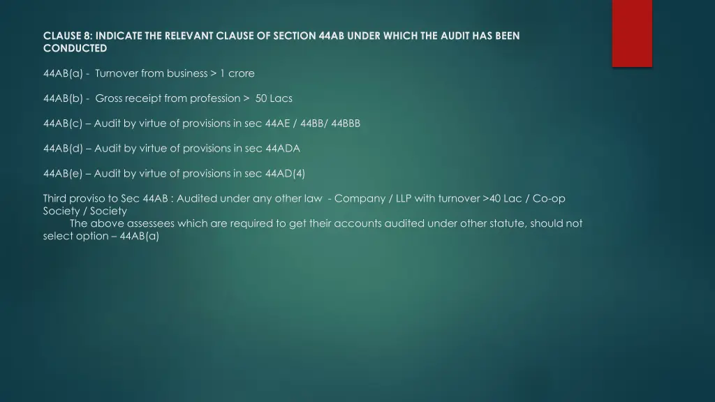 clause 8 indicate the relevant clause of section