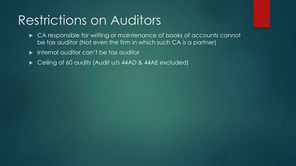 restrictions on auditors