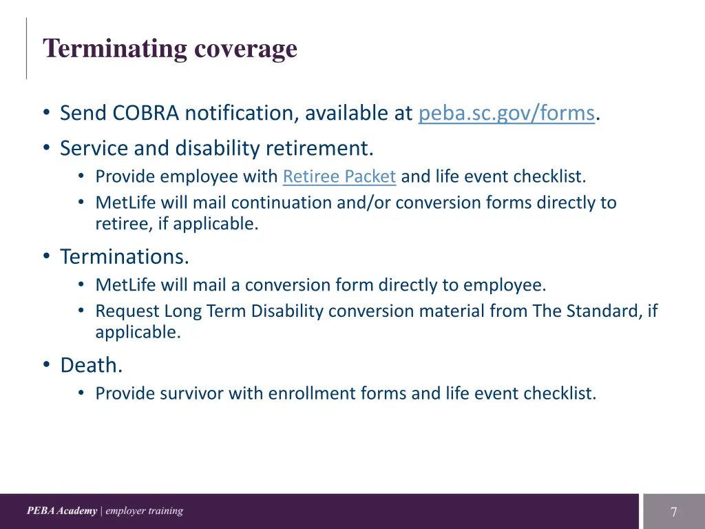 terminating coverage 1