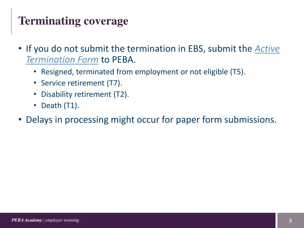 terminating coverage 2