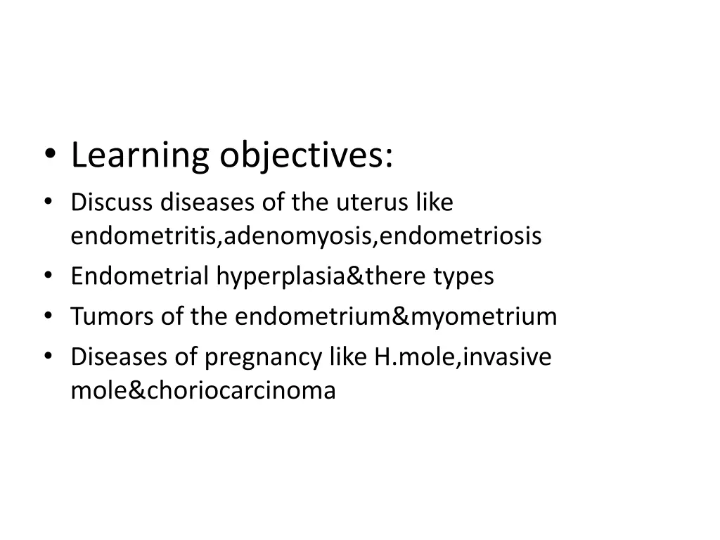 learning objectives discuss diseases