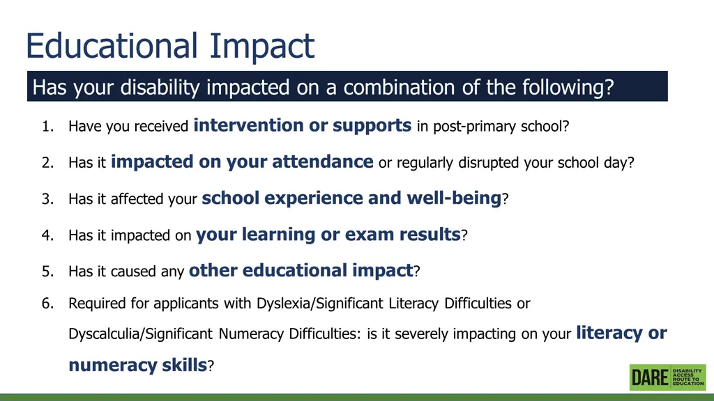 educational impact has your disability impacted