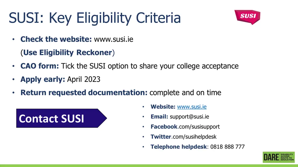 susi key eligibility criteria