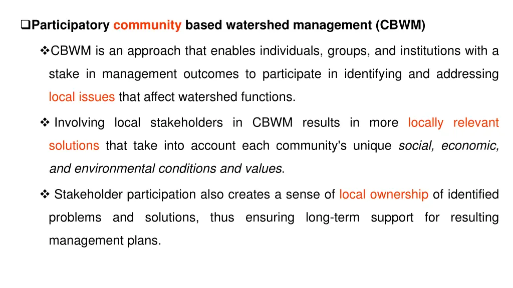 participatory community based watershed