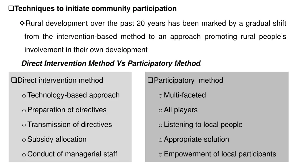 techniques to initiate community participation