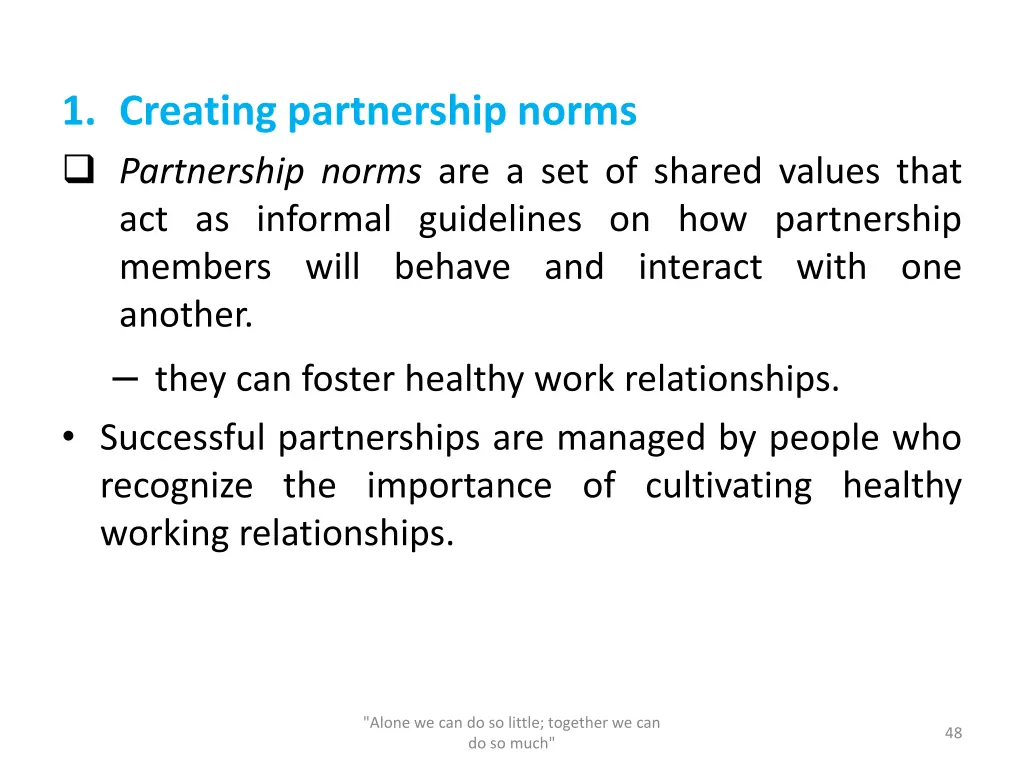 1 creating partnership norms partnership norms