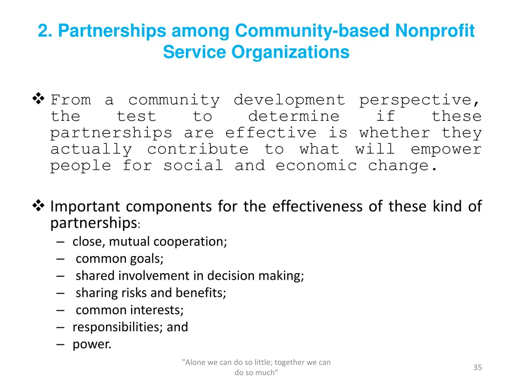 2 partnerships among community based nonprofit