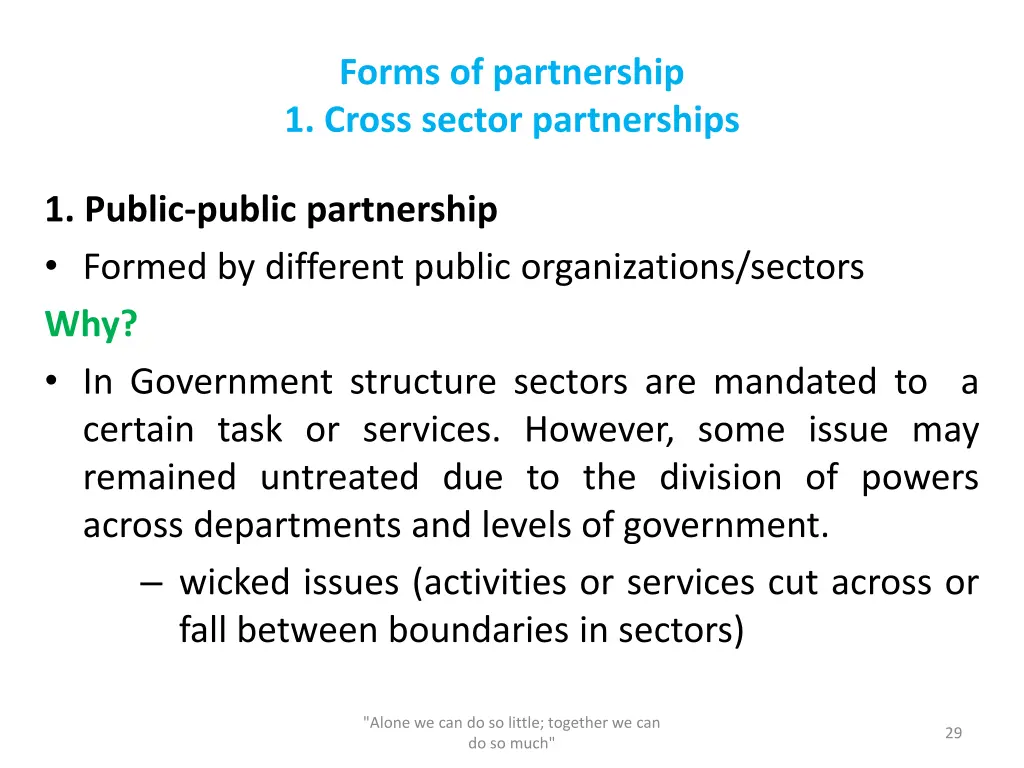 forms of partnership 1 cross sector partnerships