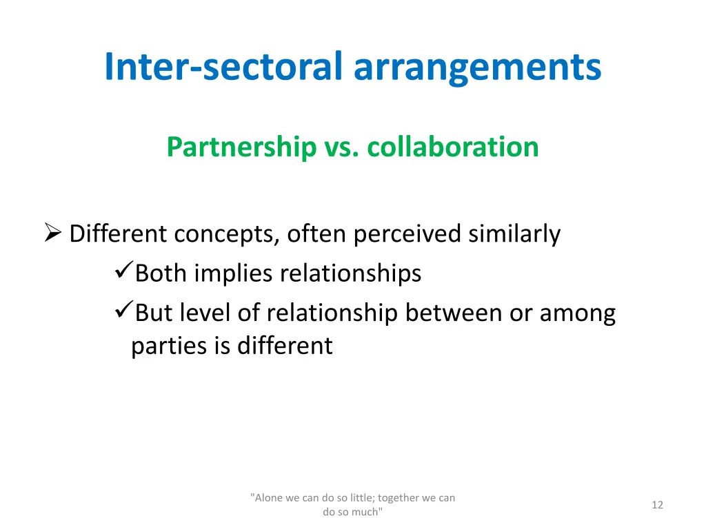 inter sectoral arrangements