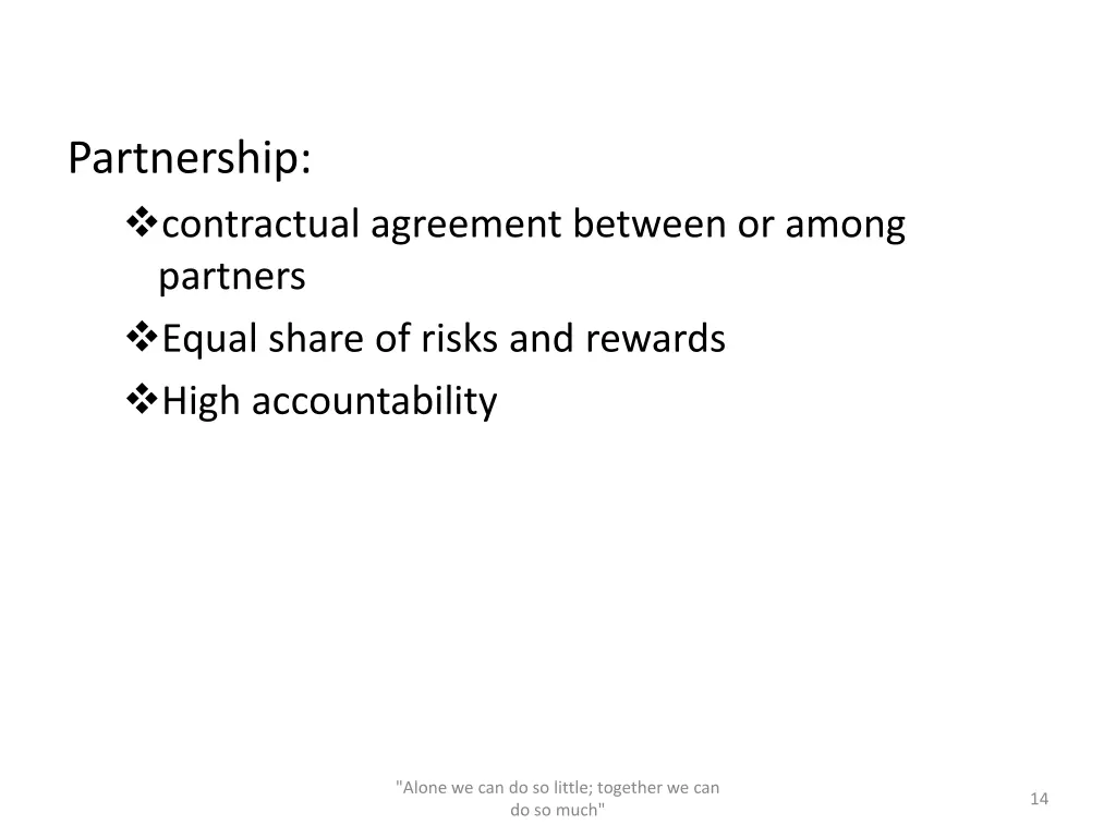 partnership contractual agreement between