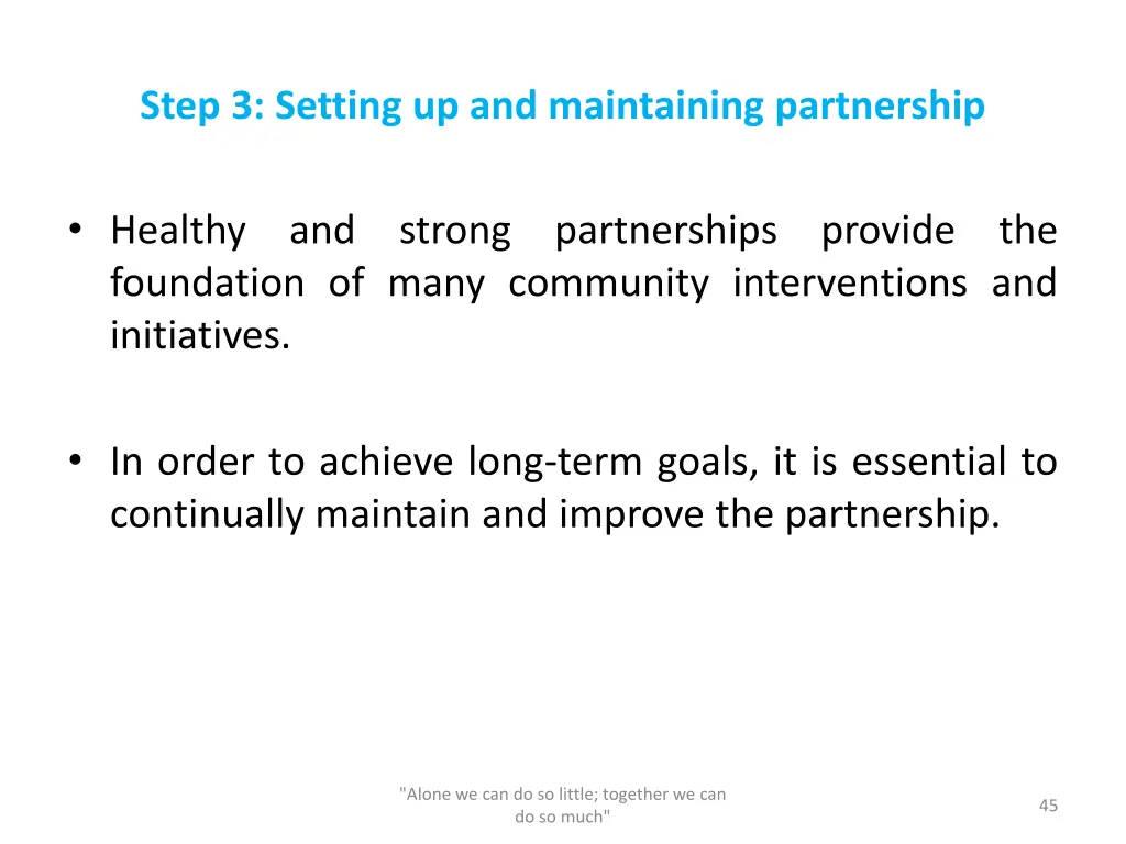 step 3 setting up and maintaining partnership