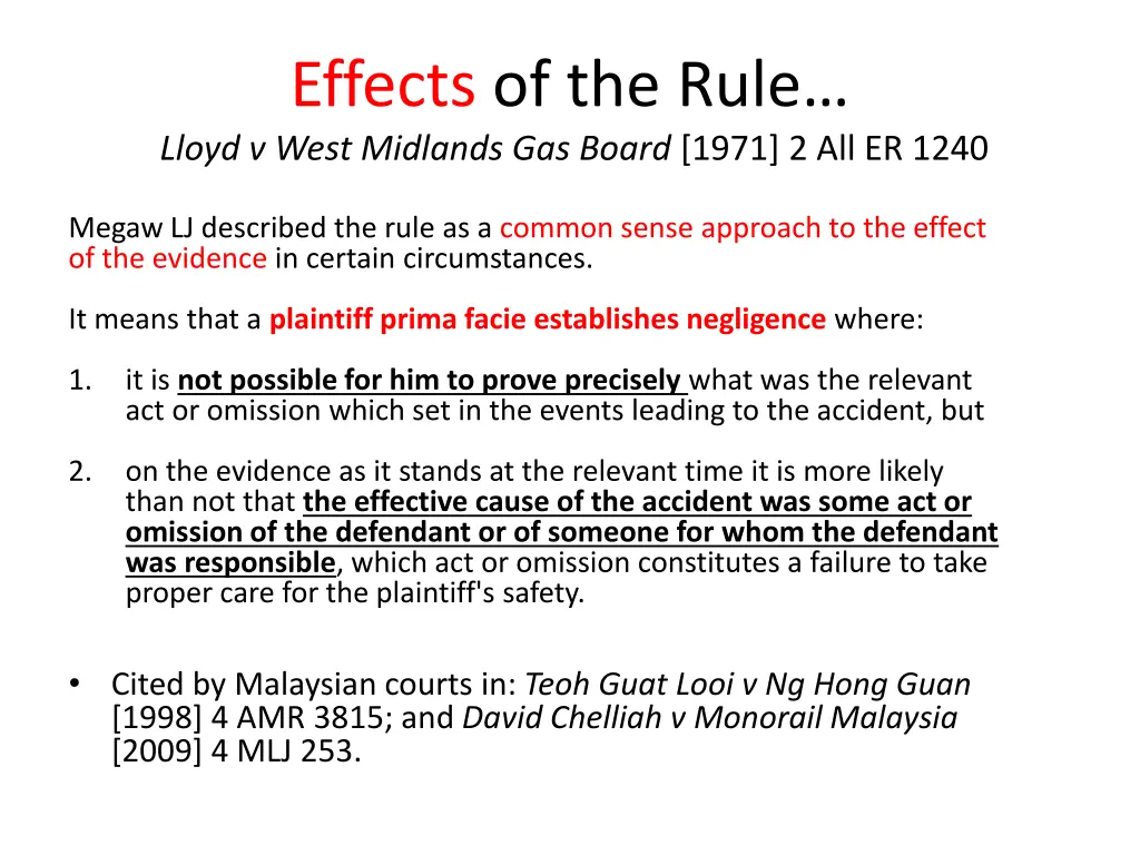 effects of the rule lloyd v west midlands