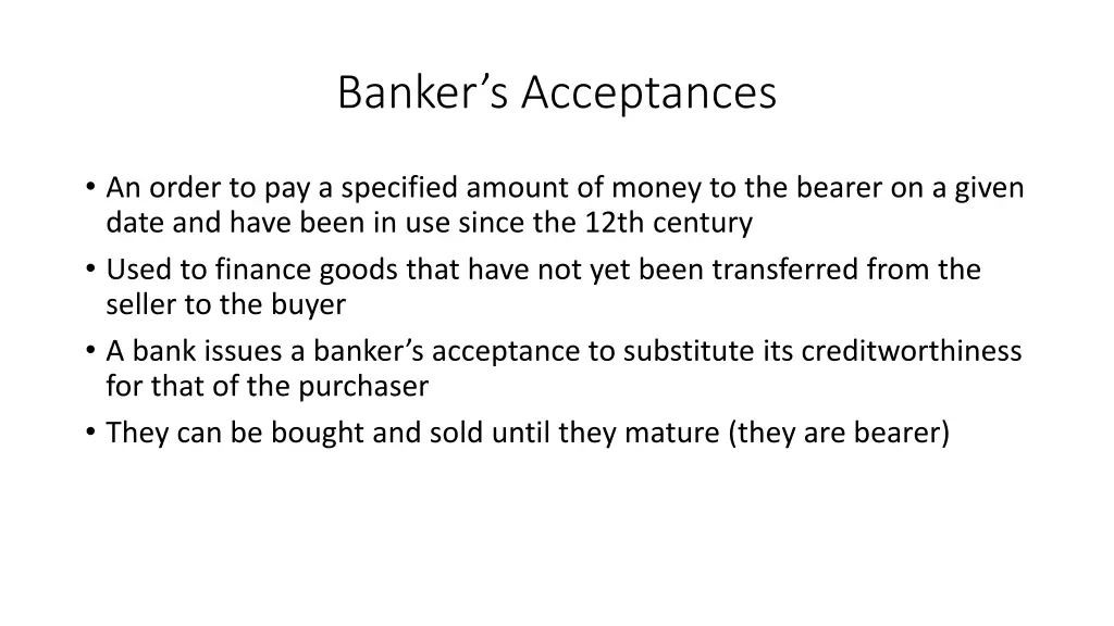 banker s acceptances