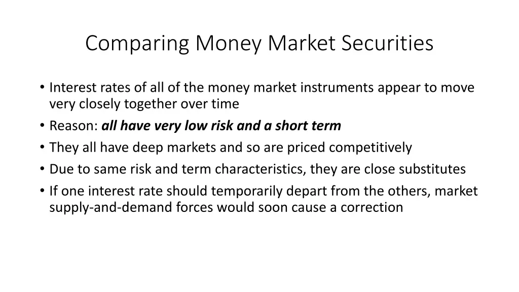 comparing money market securities