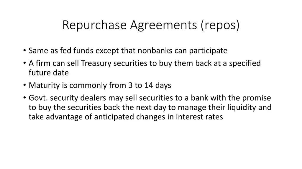 repurchase agreements repos