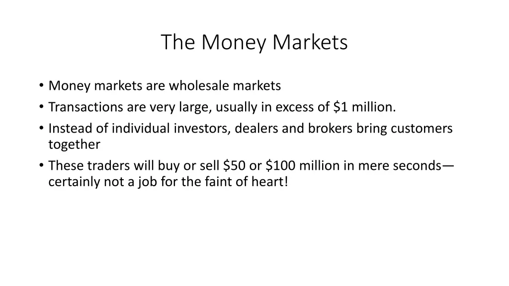 the money markets 1