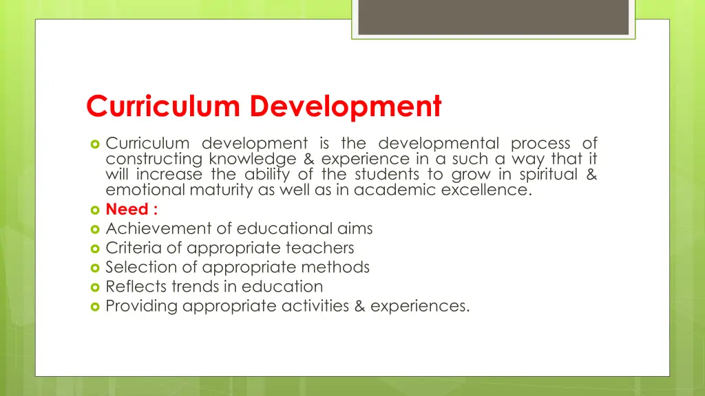 curriculum development