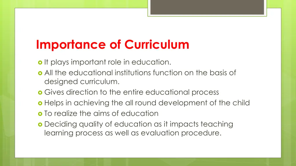 importance of curriculum