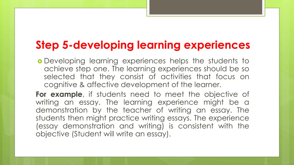 step 5 developing learning experiences