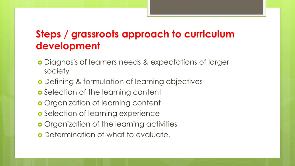 steps grassroots approach to curriculum