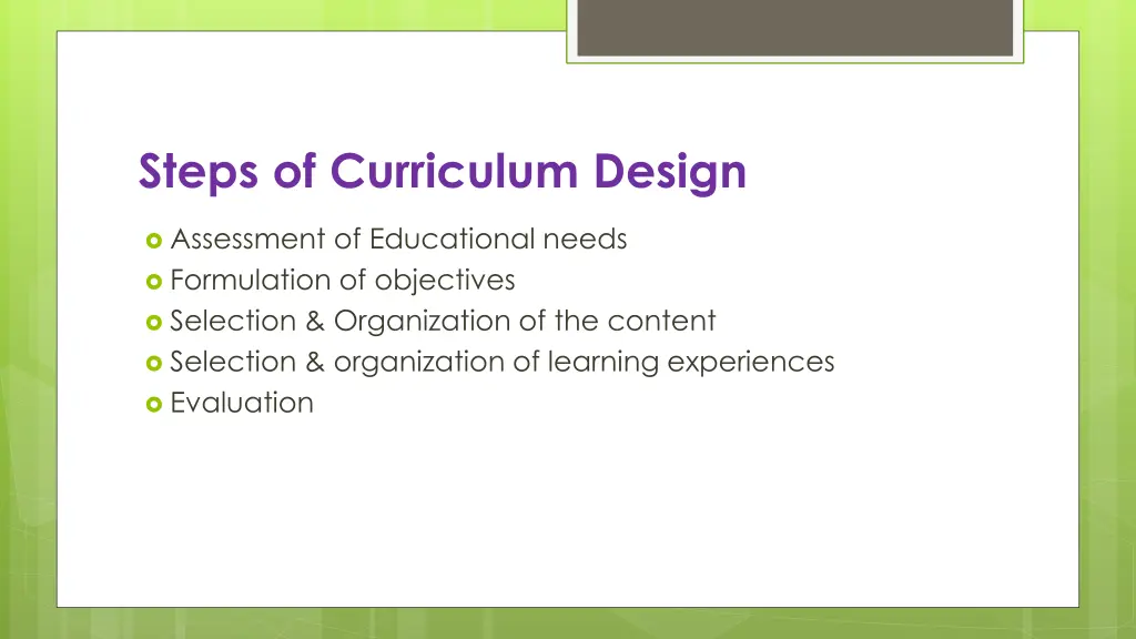 steps of curriculum design