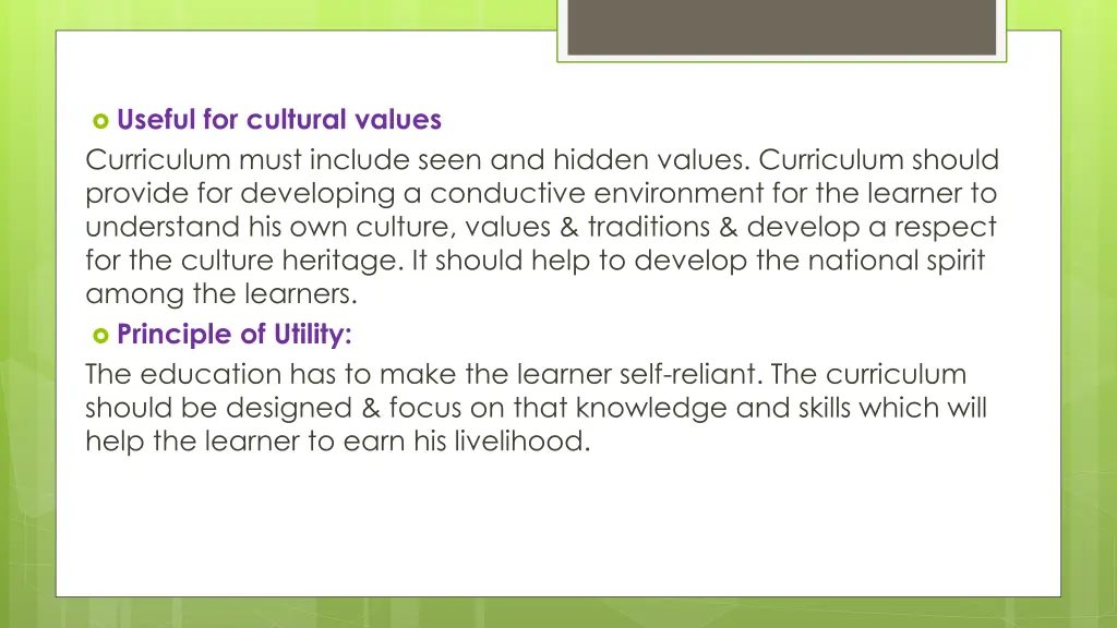 useful for cultural values curriculum must