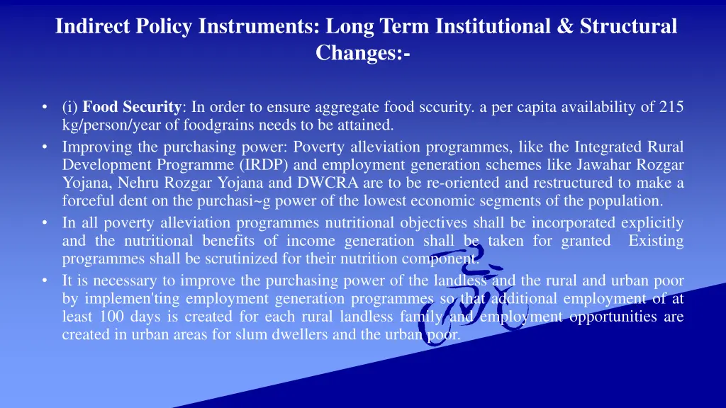 indirect policy instruments long term