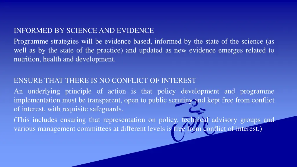 informed by scienceand evidence programme