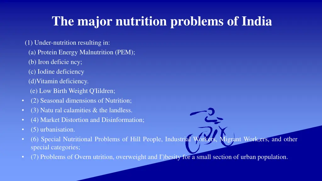 the major nutrition problems of india