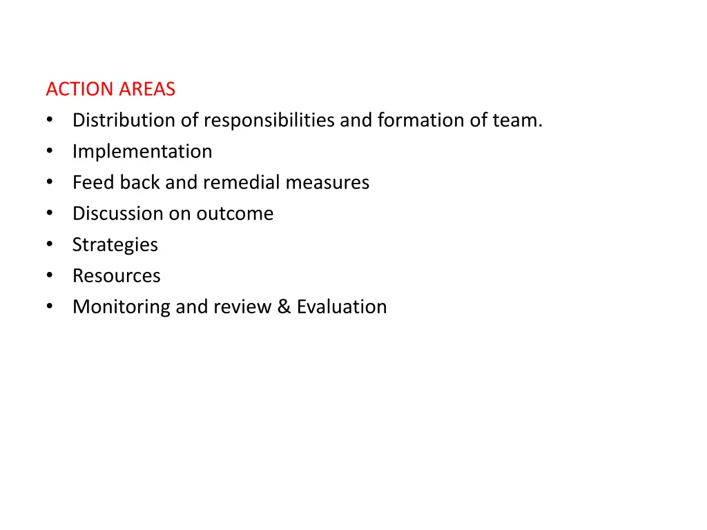 action areas distribution of responsibilities