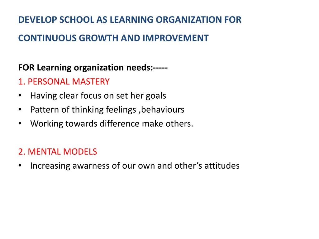 develop school as learning organization for