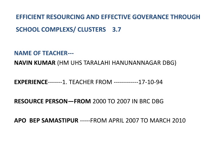 efficient resourcing and effective goverance