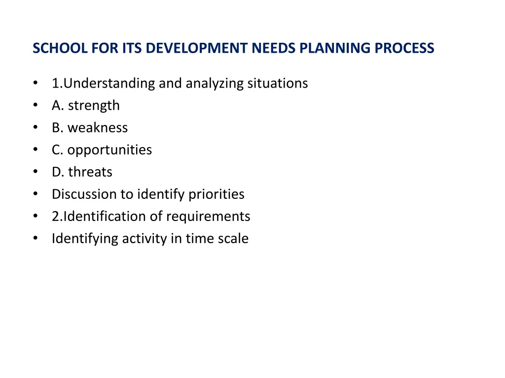 school for its development needs planning process