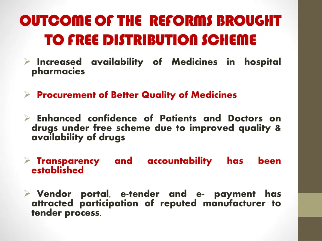 outcome of the reforms brought to free