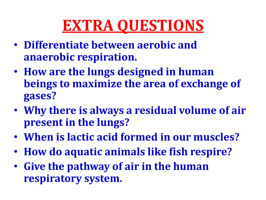 extra questions differentiate between aerobic