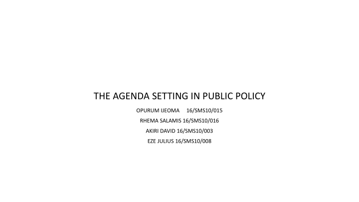 the agenda setting in public policy