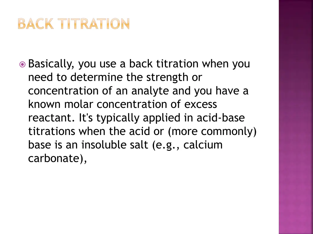 back titration