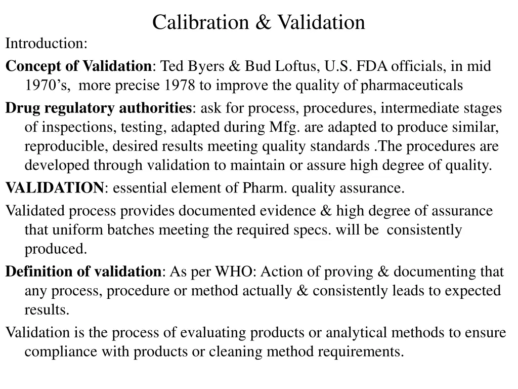 calibration validation