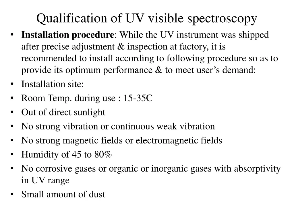 qualification of uv visible spectroscopy 1