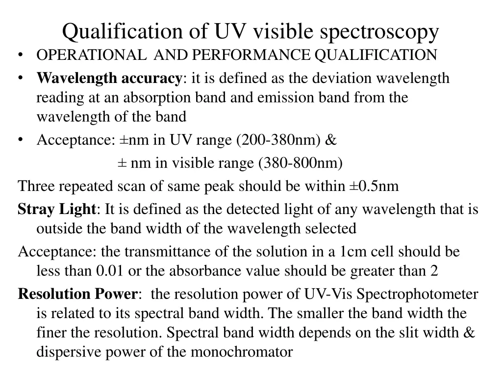 qualification of uv visible spectroscopy 3