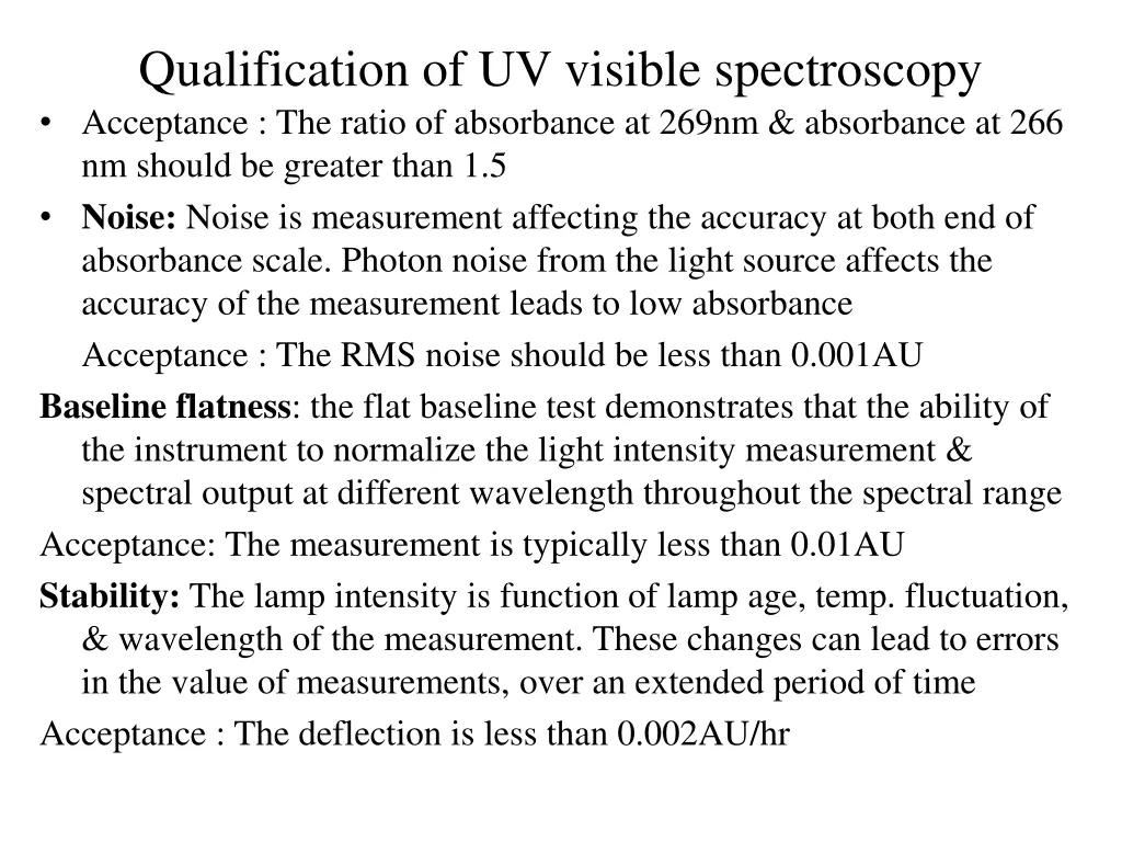 qualification of uv visible spectroscopy 4