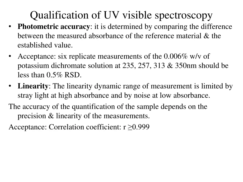 qualification of uv visible spectroscopy 5