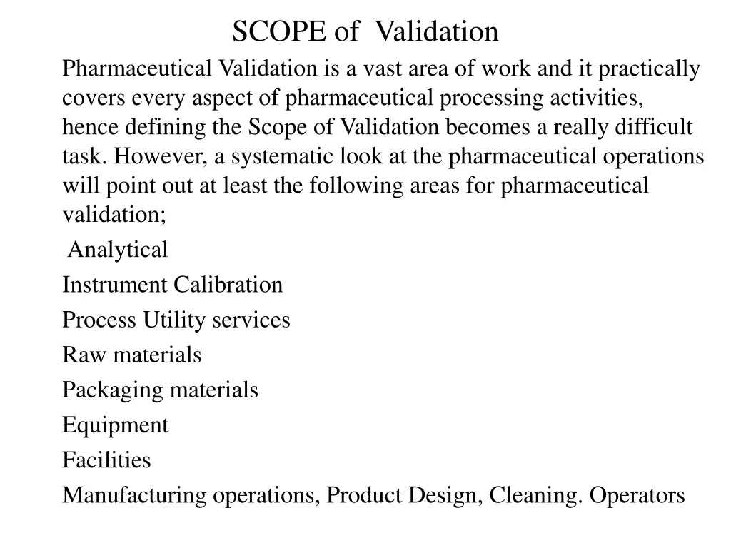 scope of validation