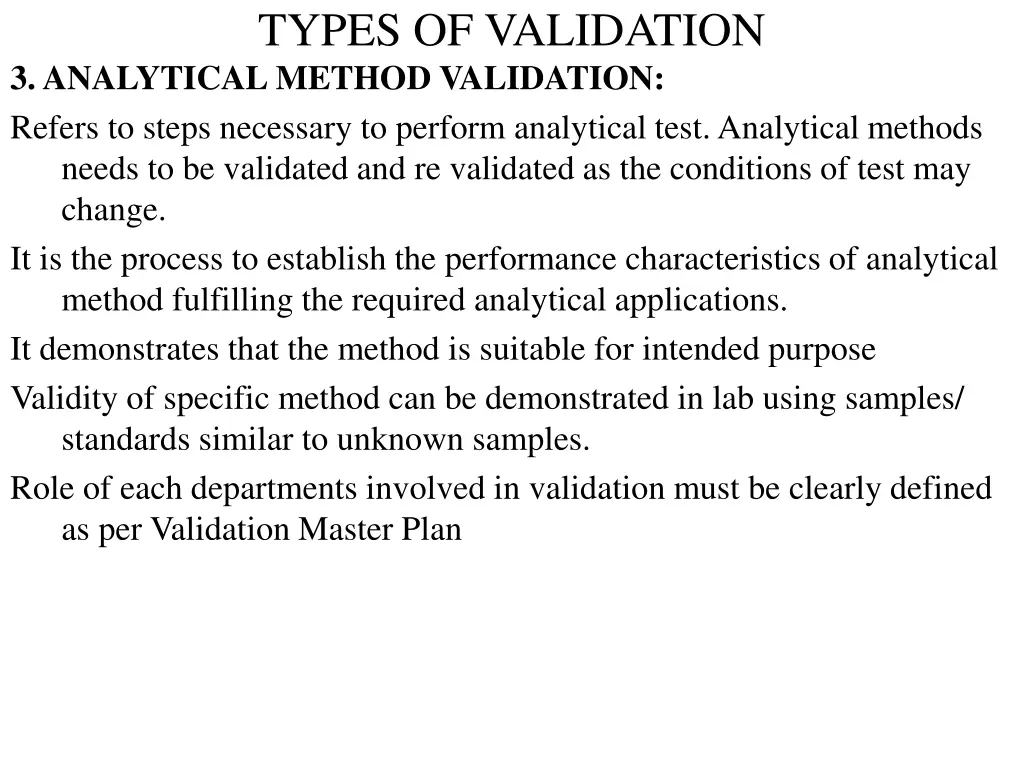 types of validation 3 analytical method